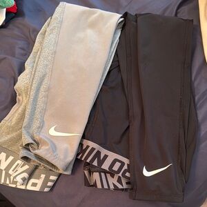 Nike Black Leggings with Stretchy Fit and Large NIKE Text